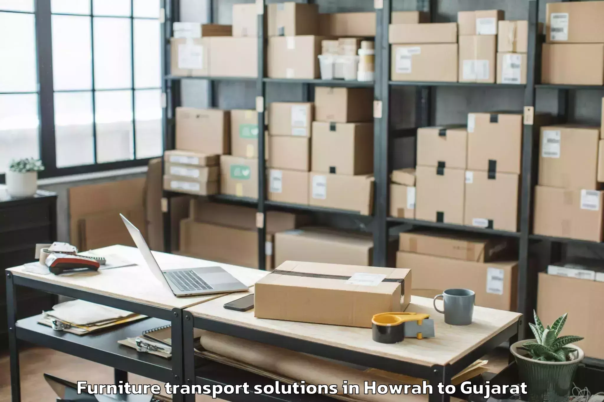 Book Howrah to Bharuch Furniture Transport Solutions Online